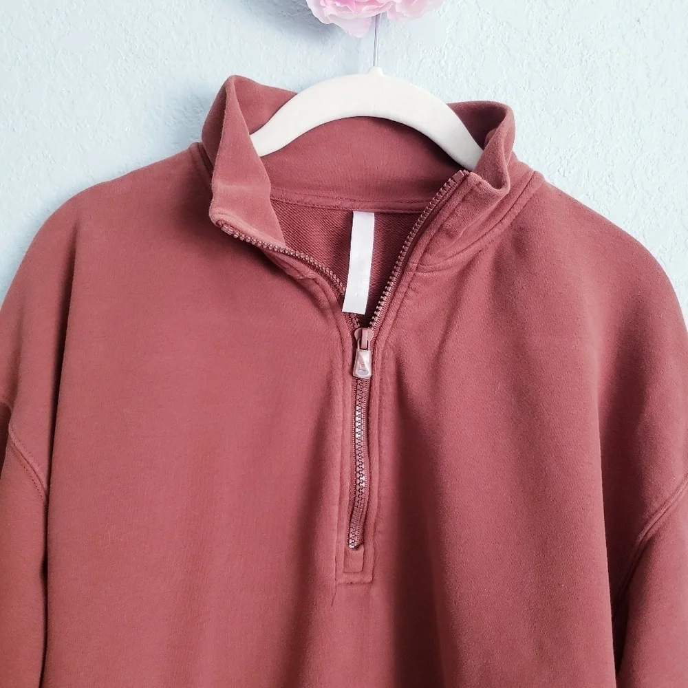 Fabletics Kate Half Zip Pullover Jacket In Java Rust - Picture 3 of 6